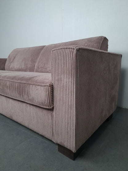 Zachte ribstof 2 zits bank | Roze