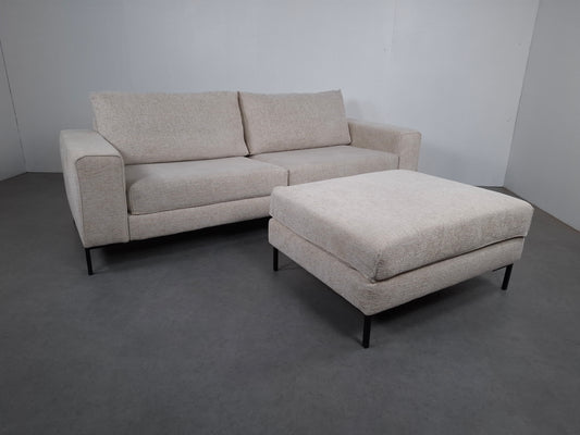 Moderne 4-zits bank met hocker | Creme
