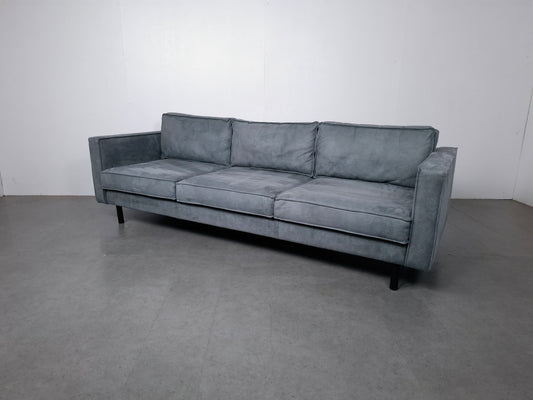 Microleder 3 zits bank | Vergrijsd blauw