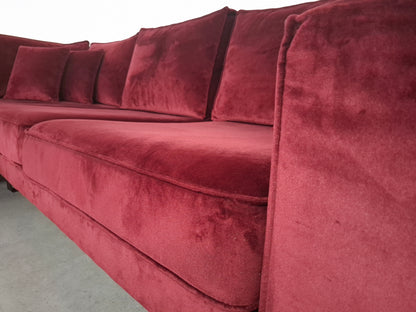 Velourse hoekbank | Bordeaux rood