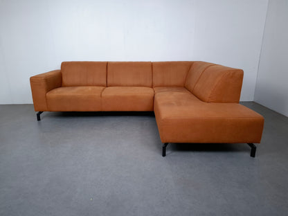 Industriële hoekbank | Cognac bruin